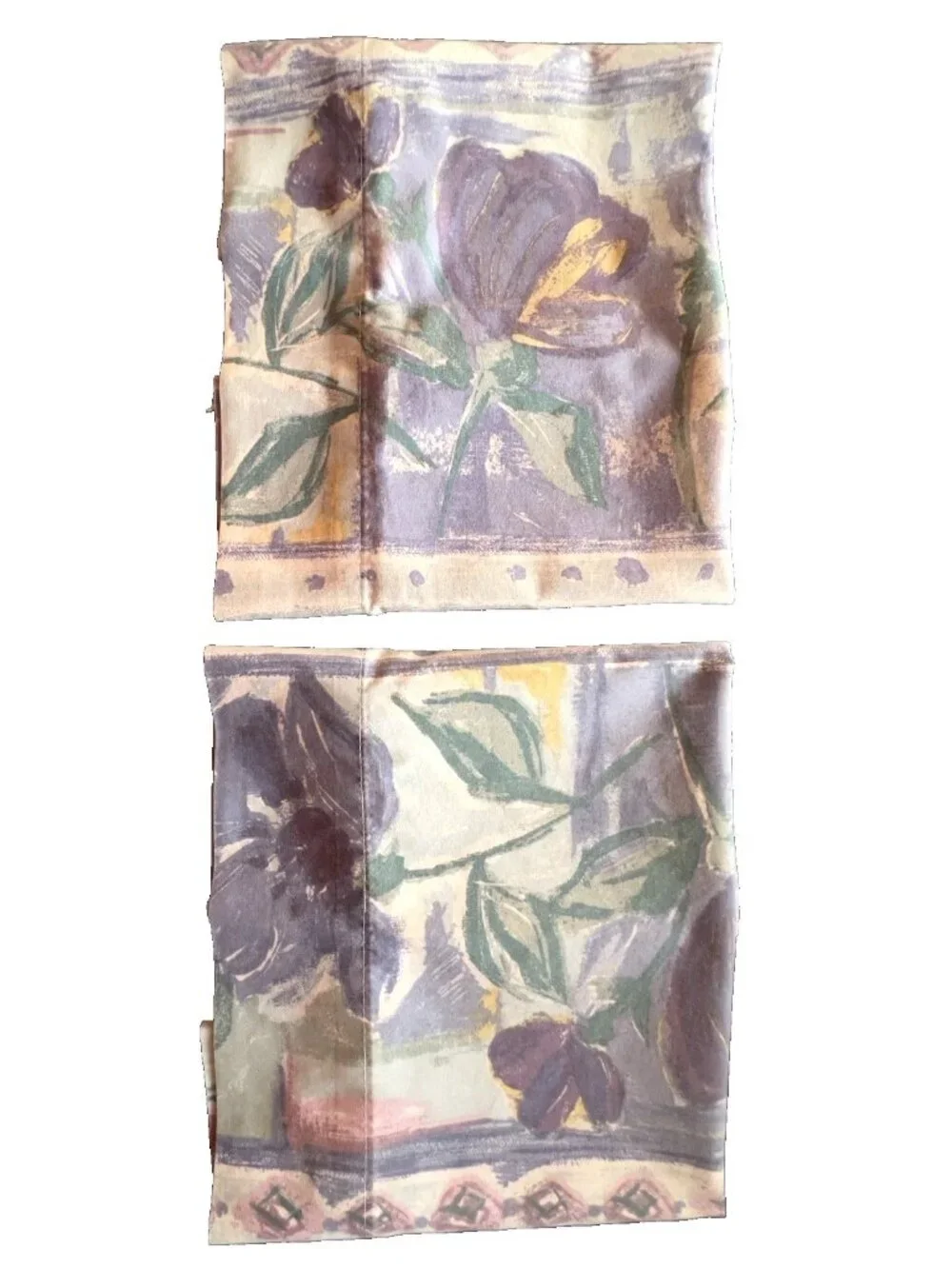 Pair DAN RIVER Pillowcases Standard NO-IRON Percale Purple Blue Watercolor USA